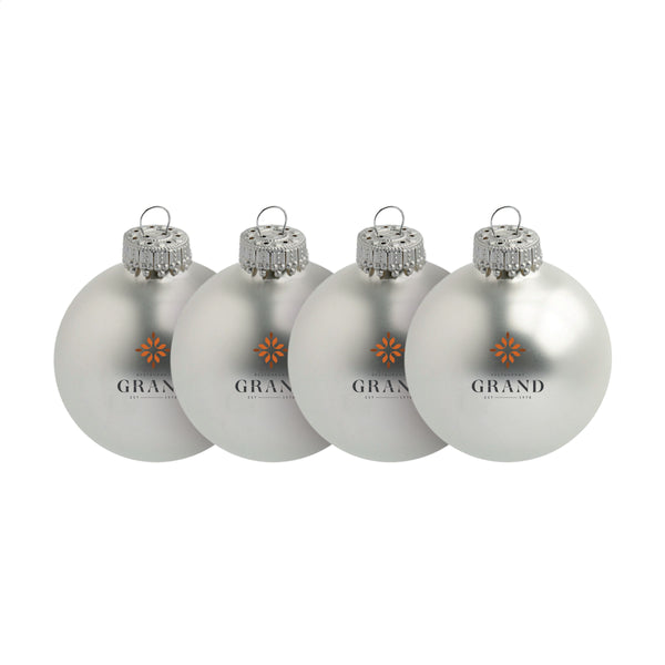 Weihnachtskugel Ø 6 cm - 4er Set - Made in Europe - Silber Weihnachtskugel Ø 6 cm - 4er Set - Made in Europe - Silber