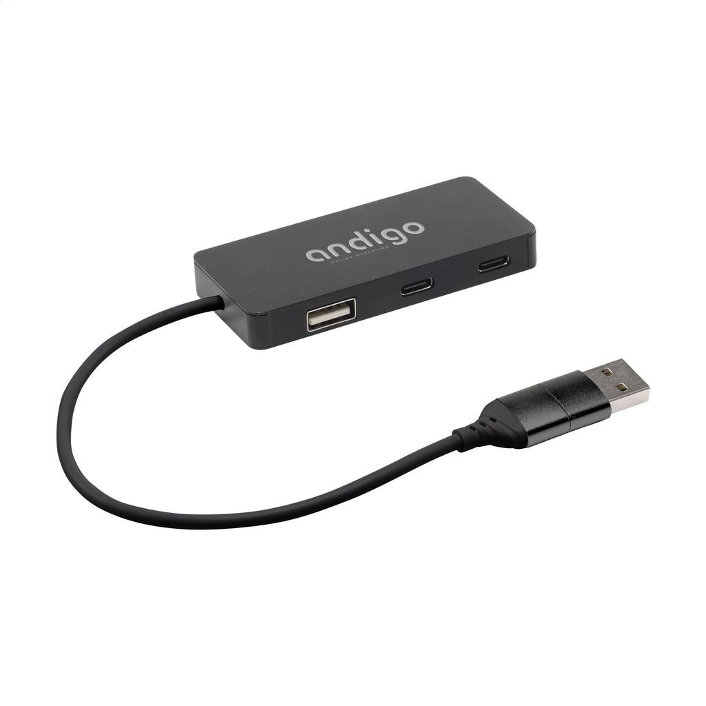 Tecco GRS Recycled Alu USB Hub - Schwarz - Produktbild der Kabel- und Ladegeräte Kollektion