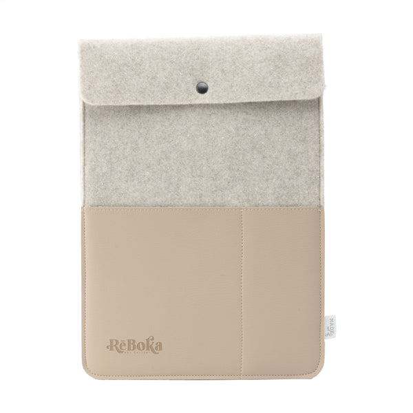 Recycled Felt & Apple Leather Laptop Sleeve 14" - Beige Recycled Felt & Apple Leather Laptop Sleeve 14" - Beige