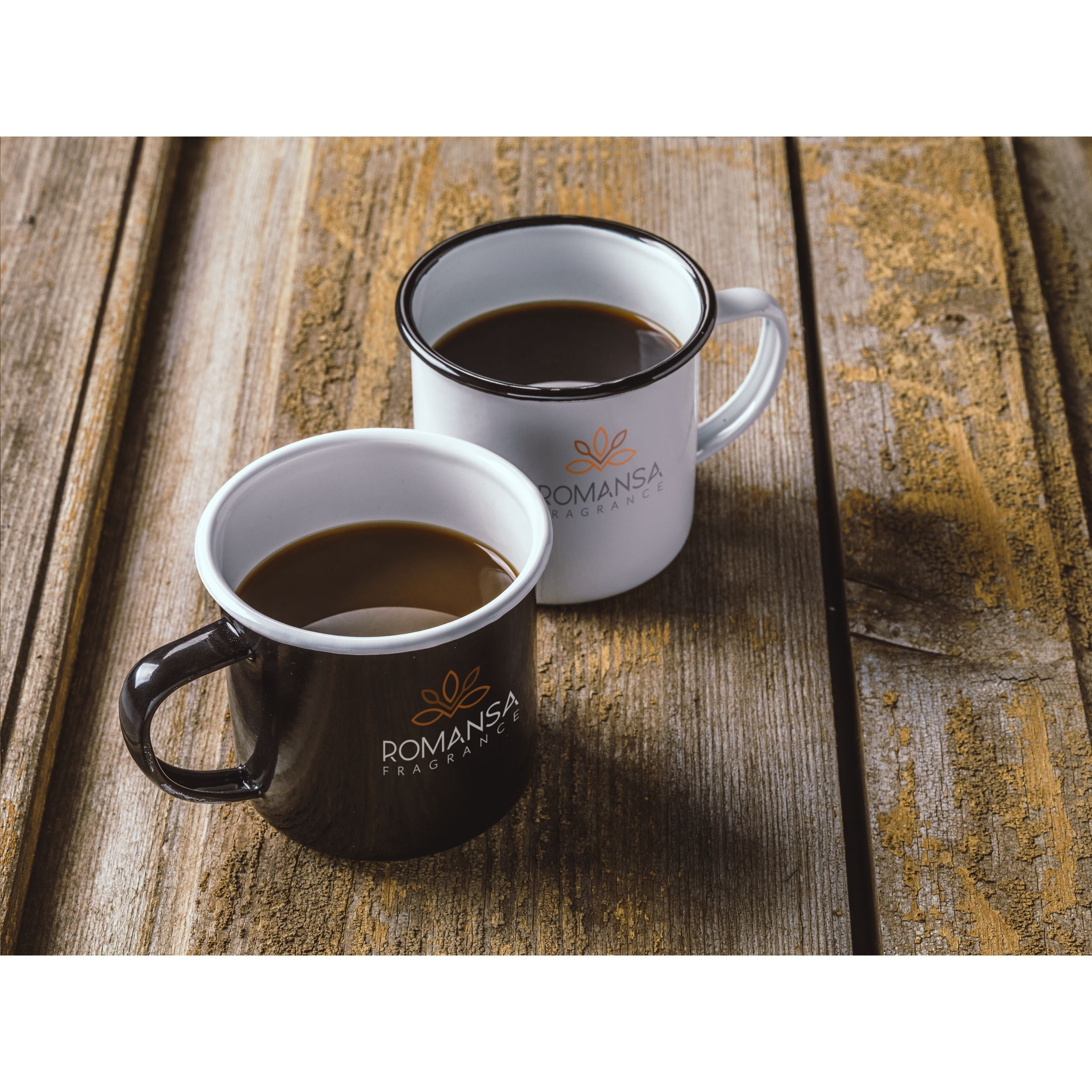 Retro Emaille Tasse 350 ml - Schwarz/Weiß