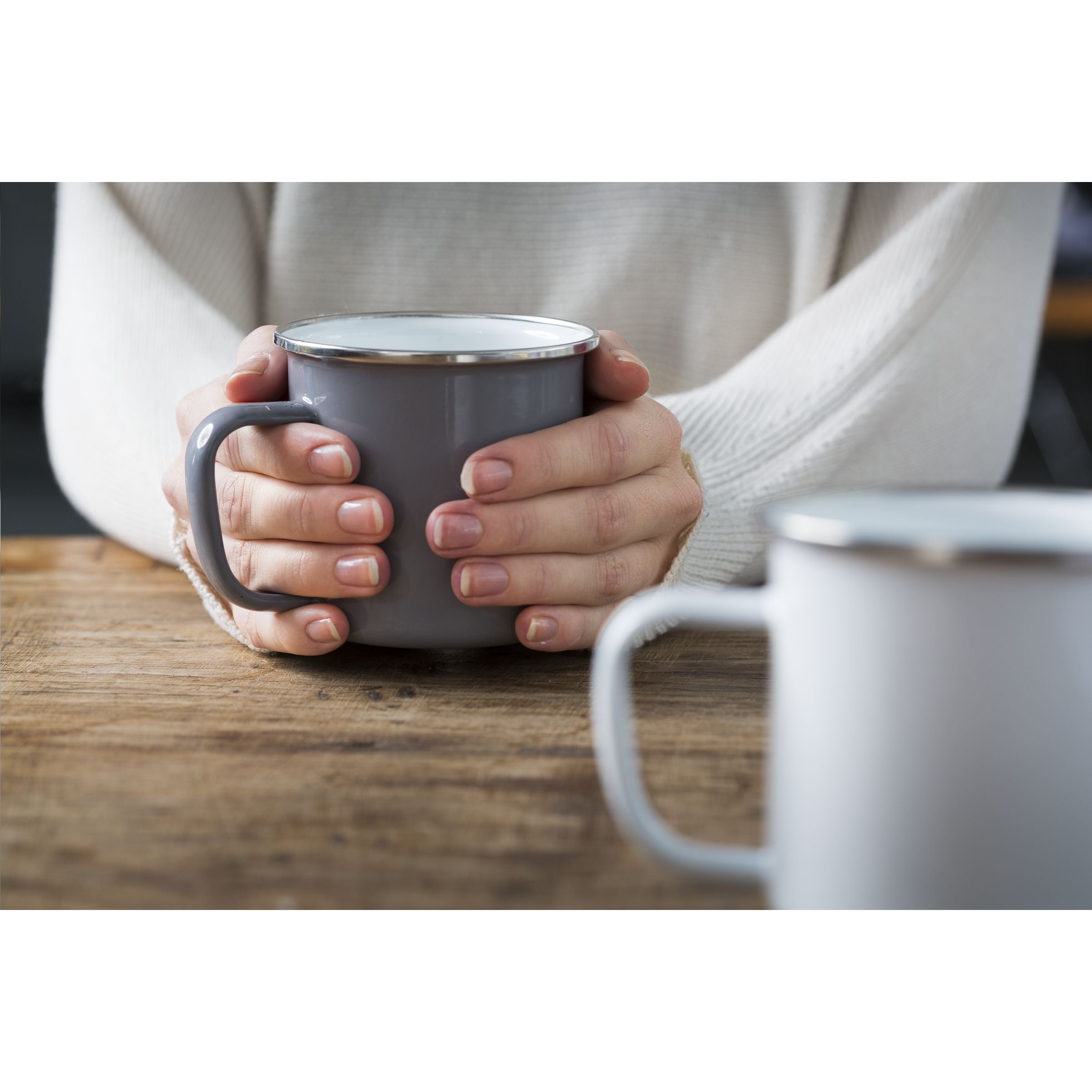 Retro Silver Emaille Mug 350 ml Tasse - Grau/silber