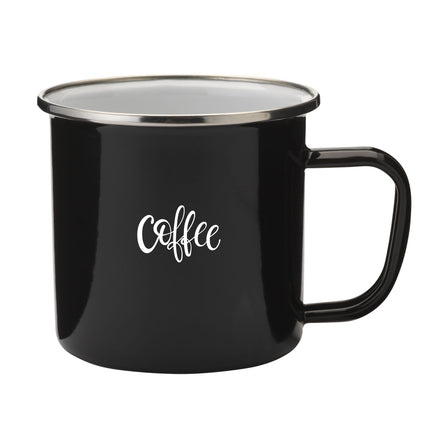 Retro Silver Emaille Tasse 350 ml - Schwarz/Silber