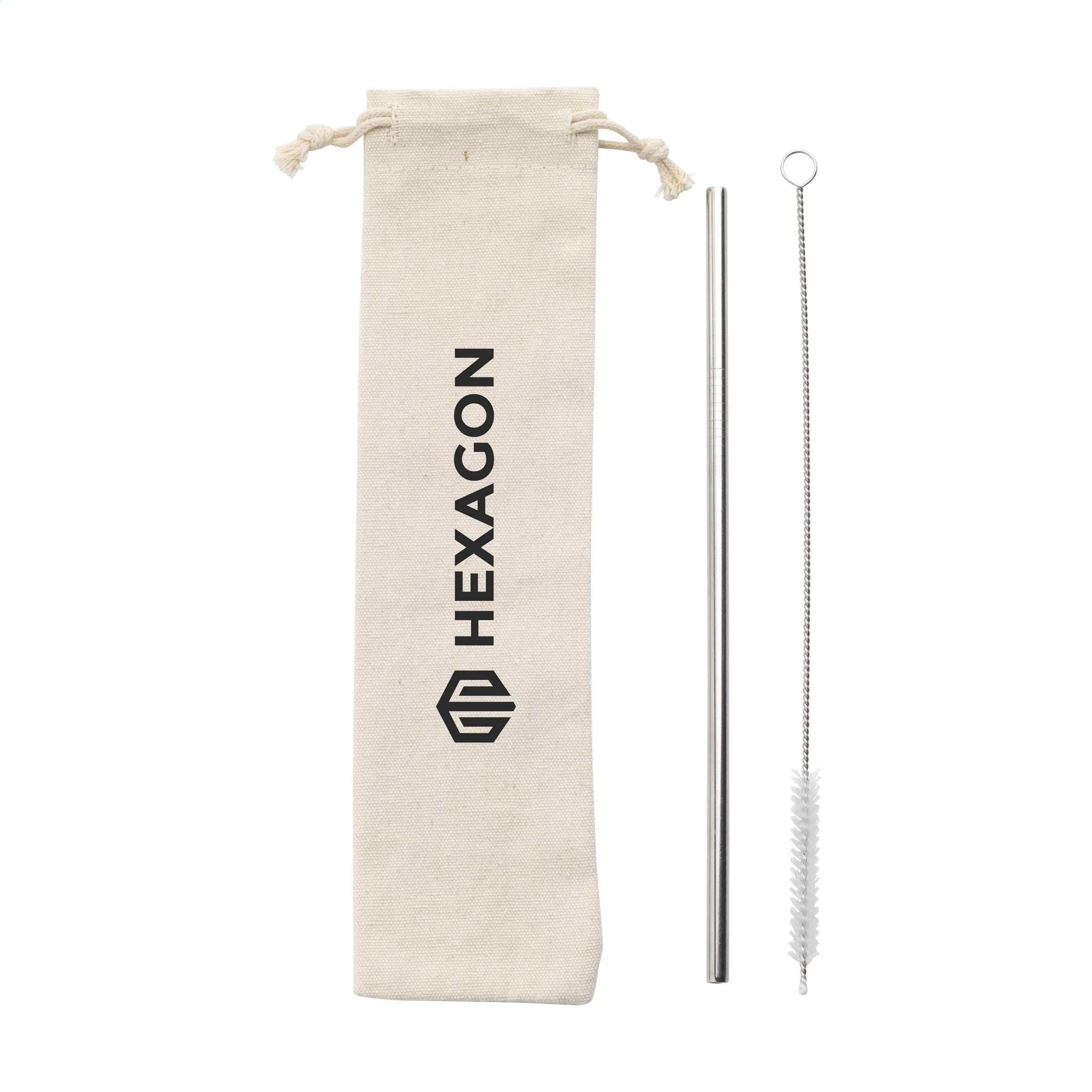 Reusable 1 piece ECO Straw Set Strohalme aus Edelstahl - Silber