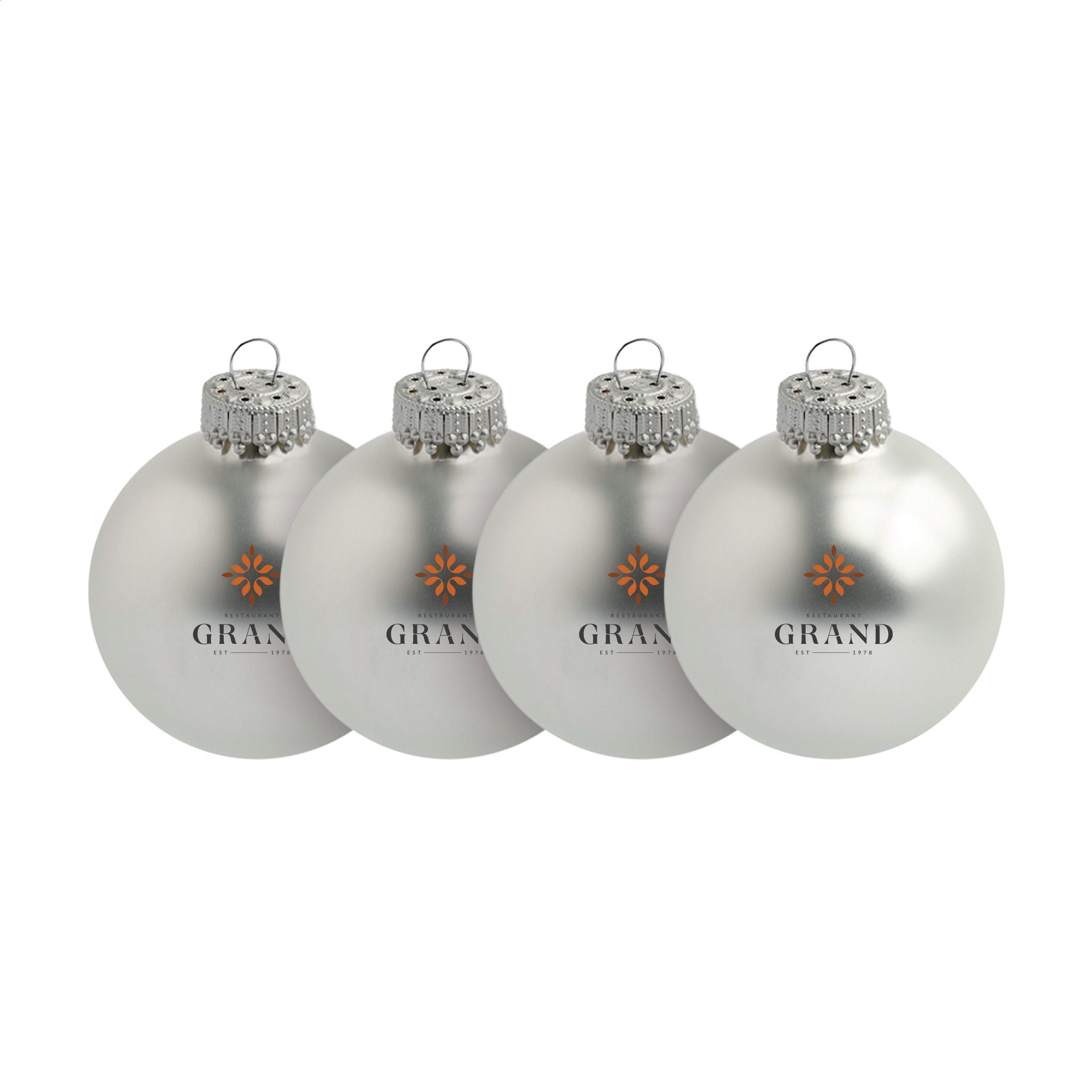 Weihnachtskugel Ø 6 cm - 4er Set - Made in Europe - Silber