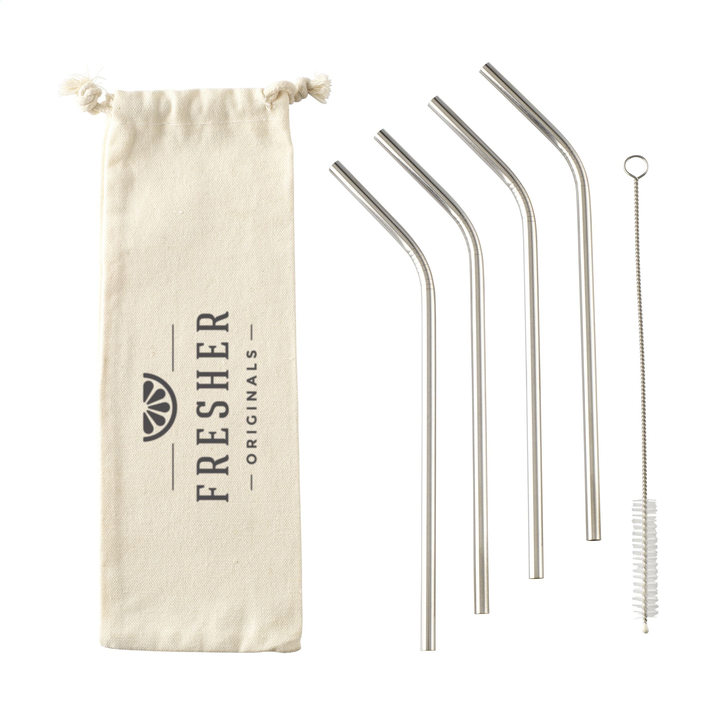 Reusable 4 pieces ECO Straw Set Strohalme aus Edelstahl - Silber