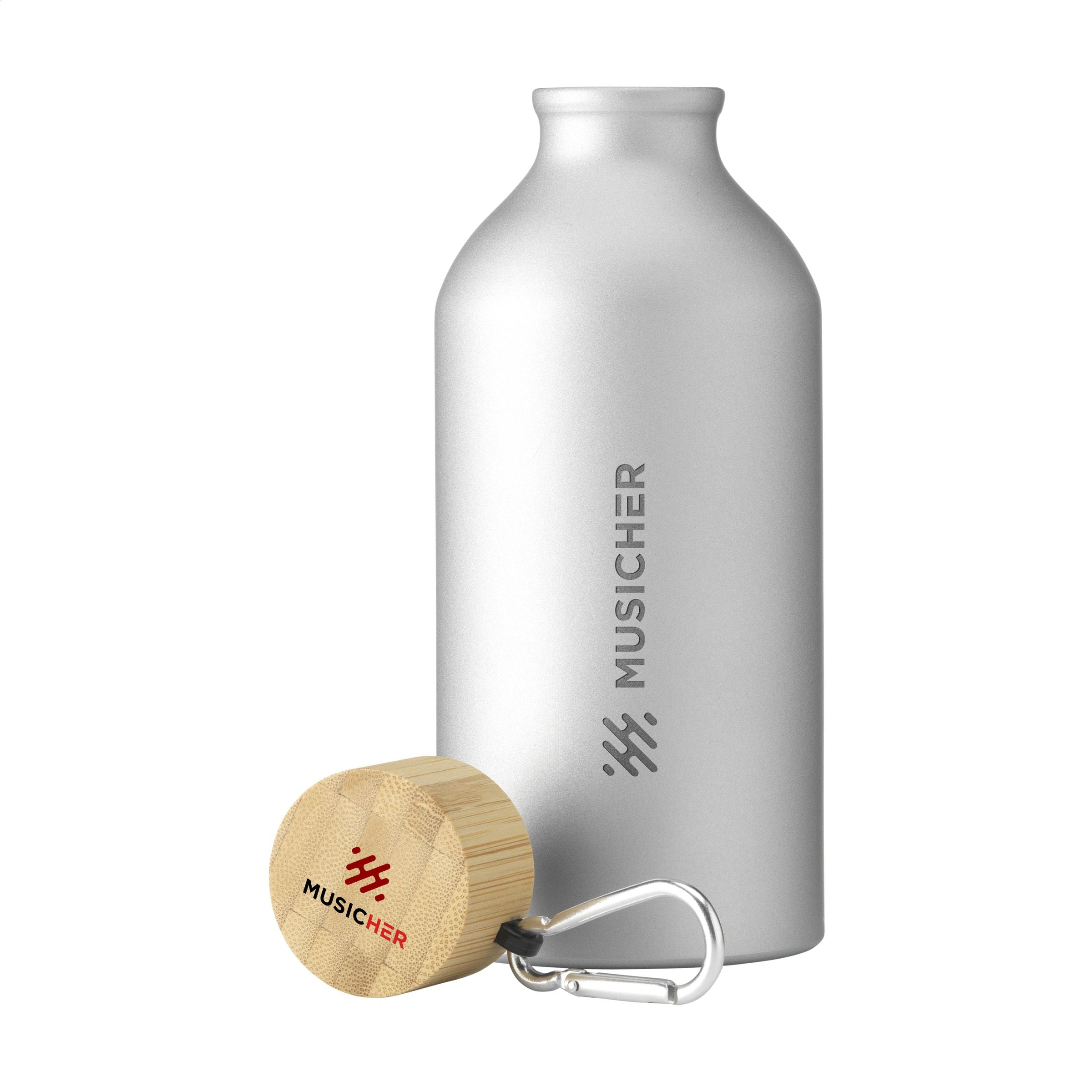 AluBamboo GRS Recycled Alu 500 ml Wasserflasche - Silber