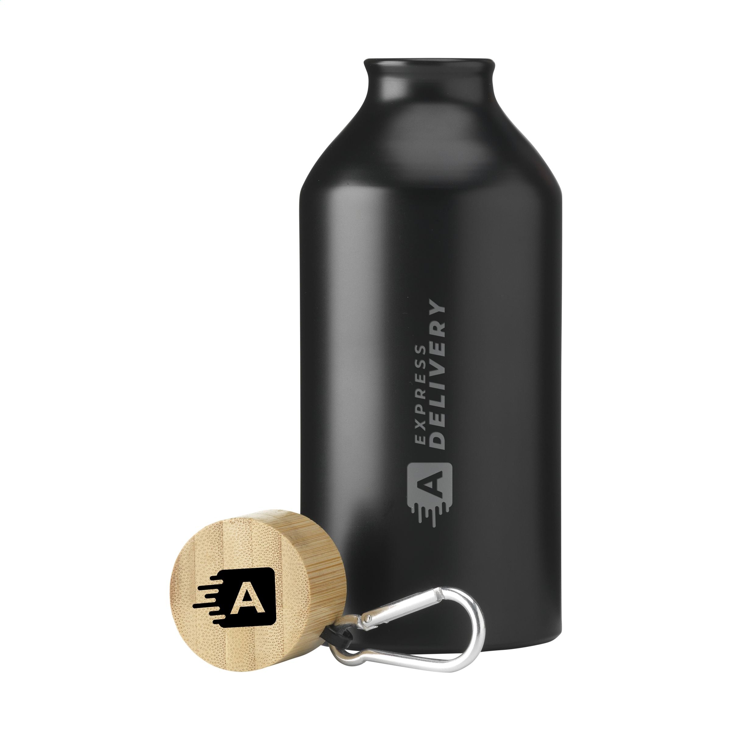 AluBamboo GRS Recycled Alu 500 ml Wasserflasche - Schwarz