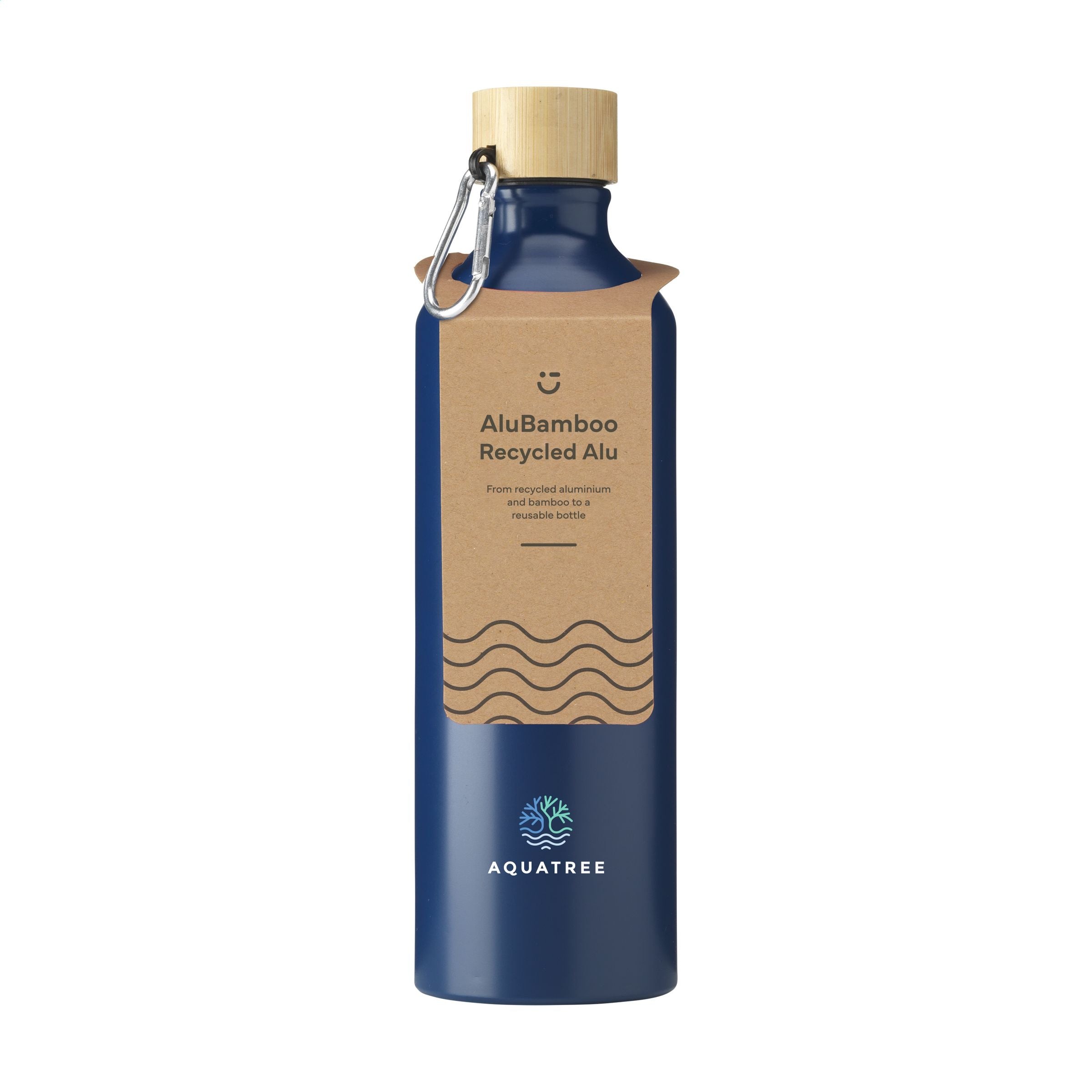 AluBamboo GRS Recycled Alu 750 ml Wasserflasche - Blau