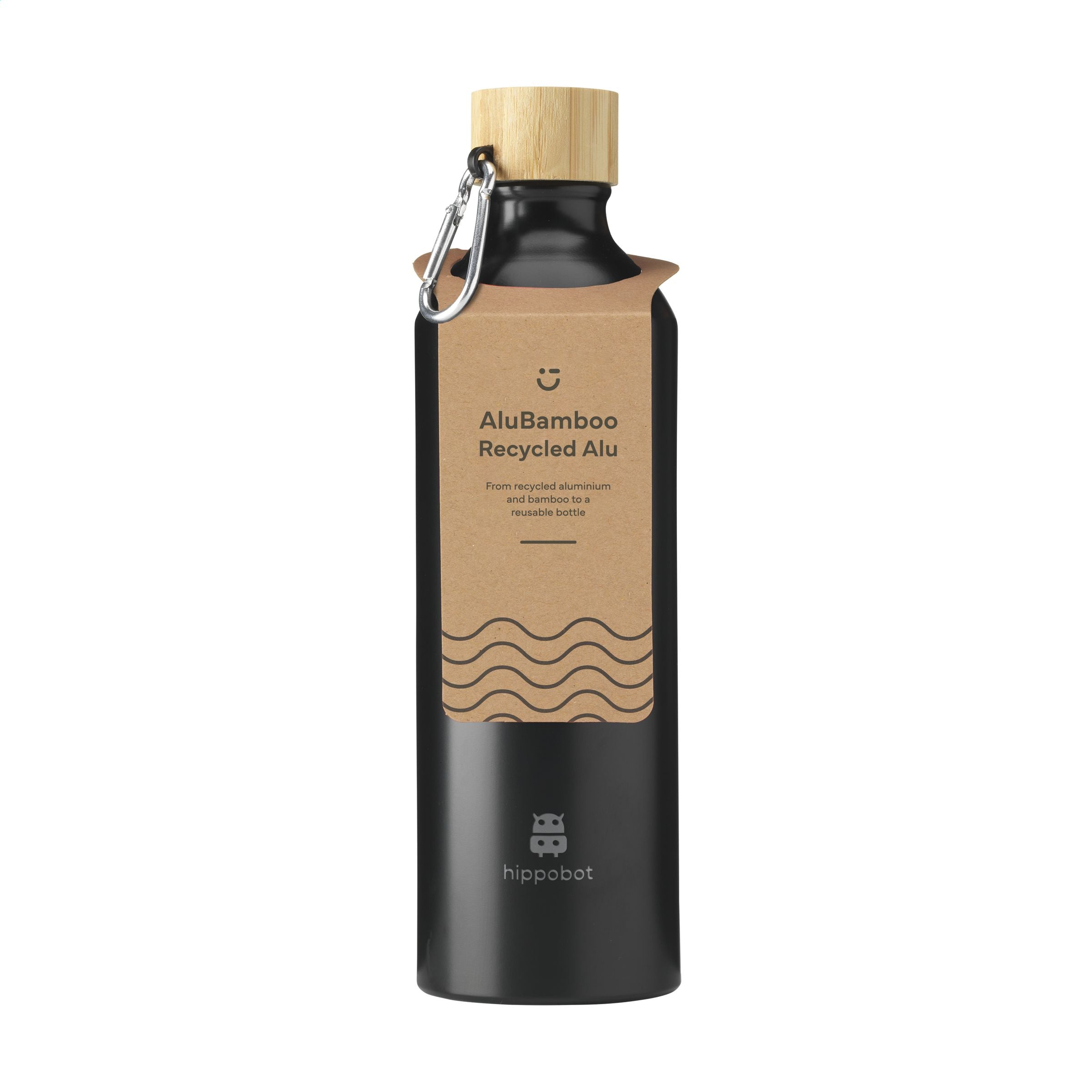 AluBamboo GRS Recycled Alu 750 ml Wasserflasche - Schwarz