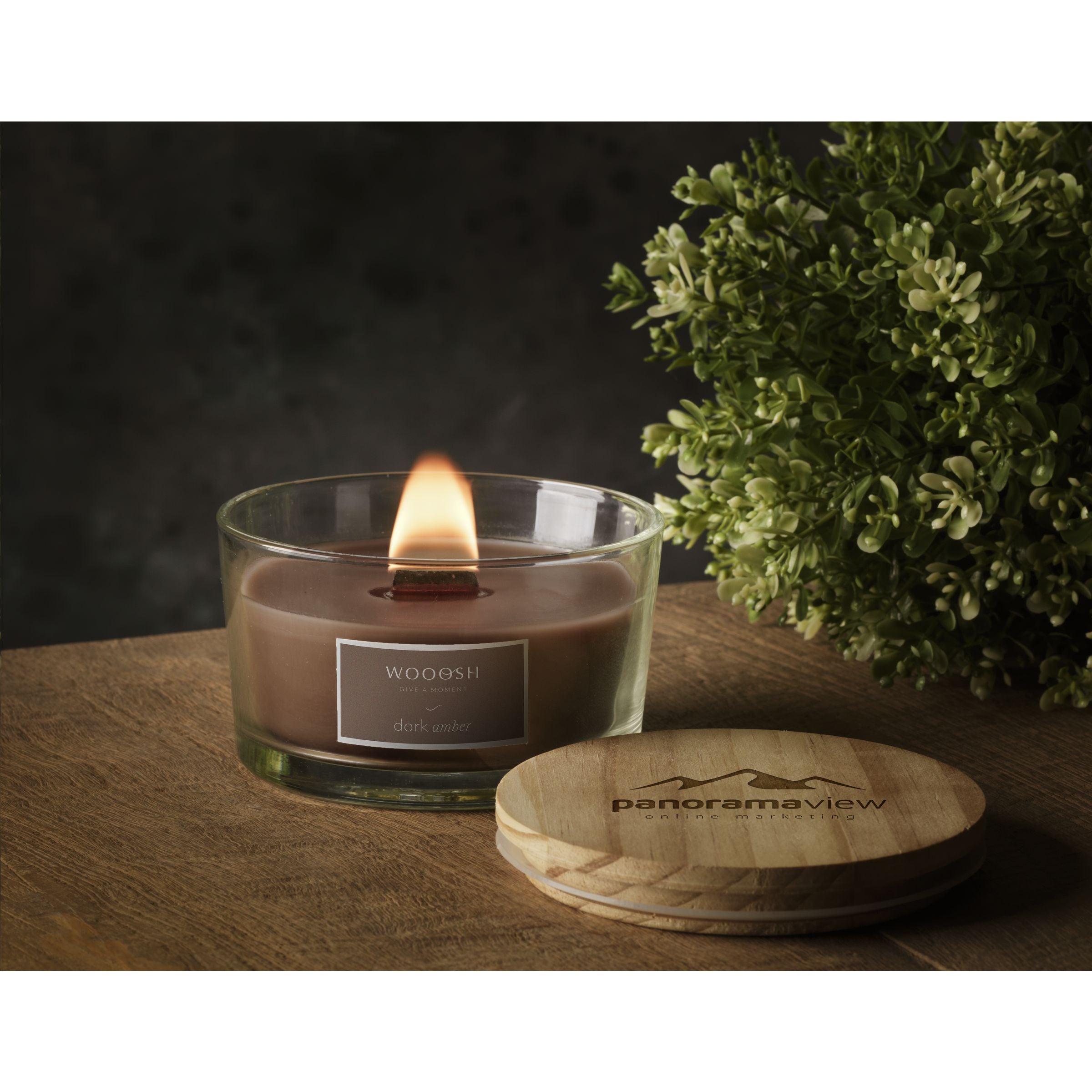 Wooosh Flame Scented Candle Dark Amber - Braun