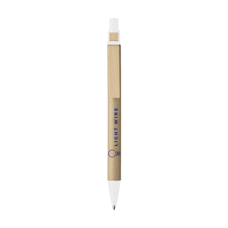 PaperWrite Kugelschreiber mit Karton - Weiß, blauschreibend