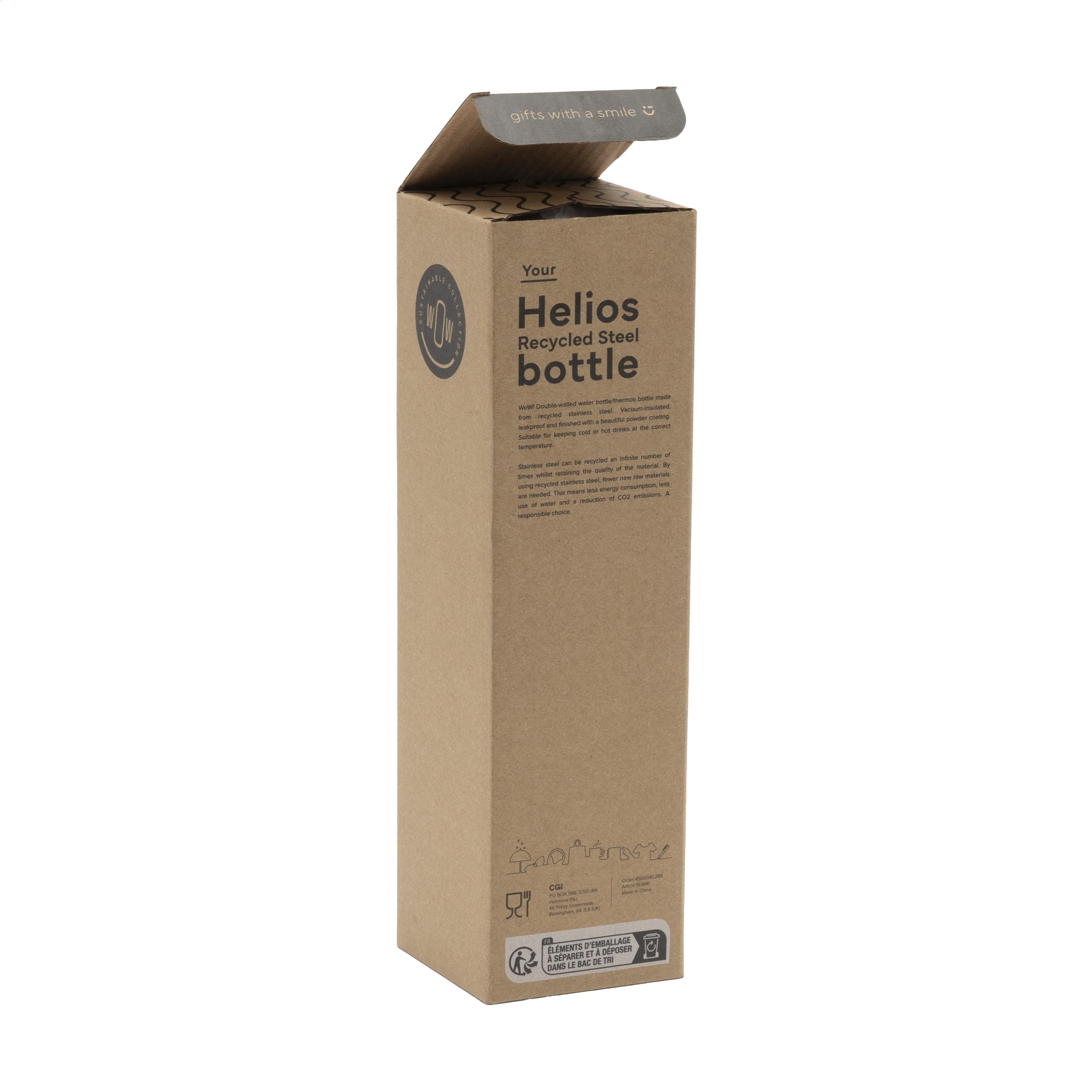 Helios RCS Recycled Steel Bottle 470 ml Thermosflasche - Weiß