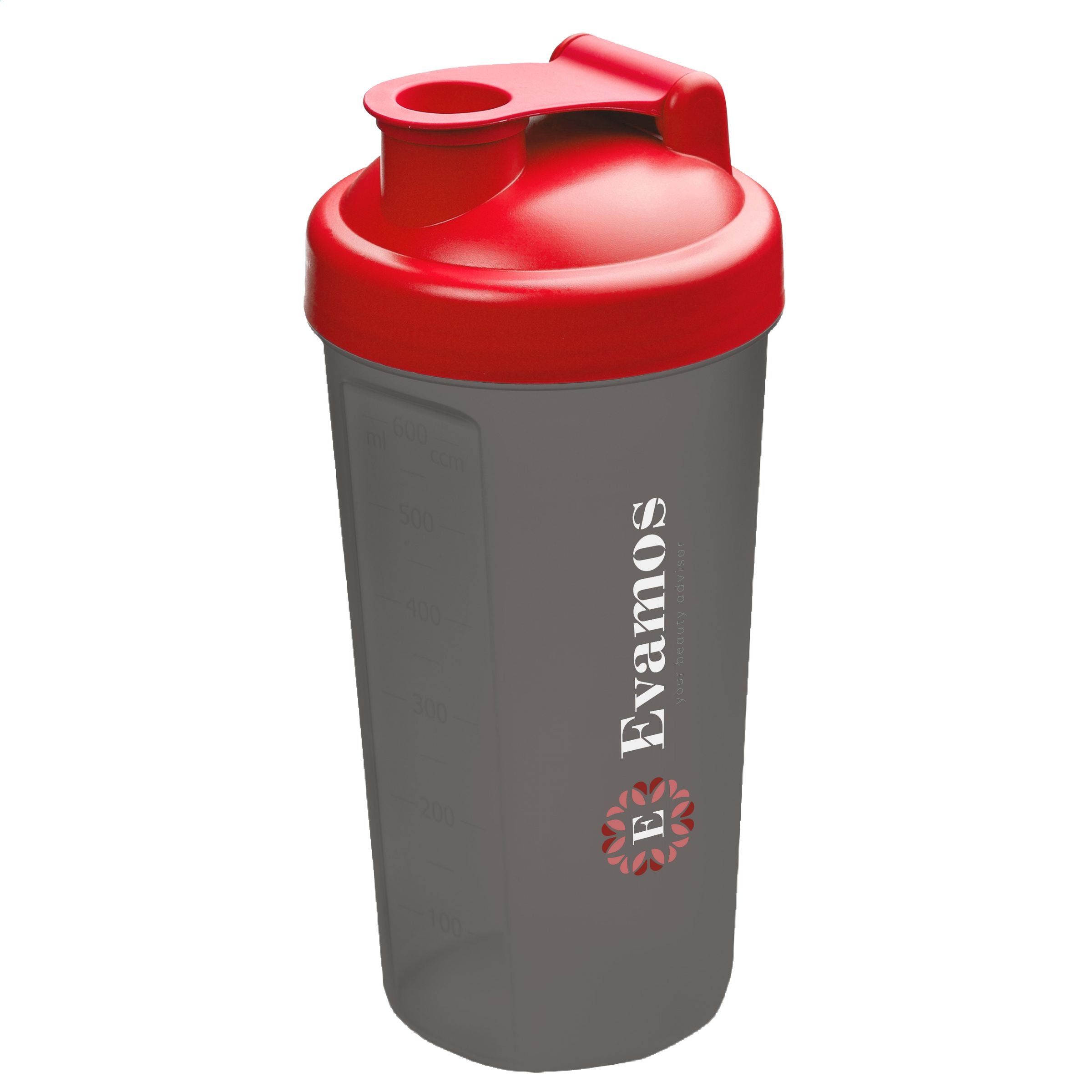 Shaker Protein 600 ml Proteinshaker Trinkbecher - Rot/Grau