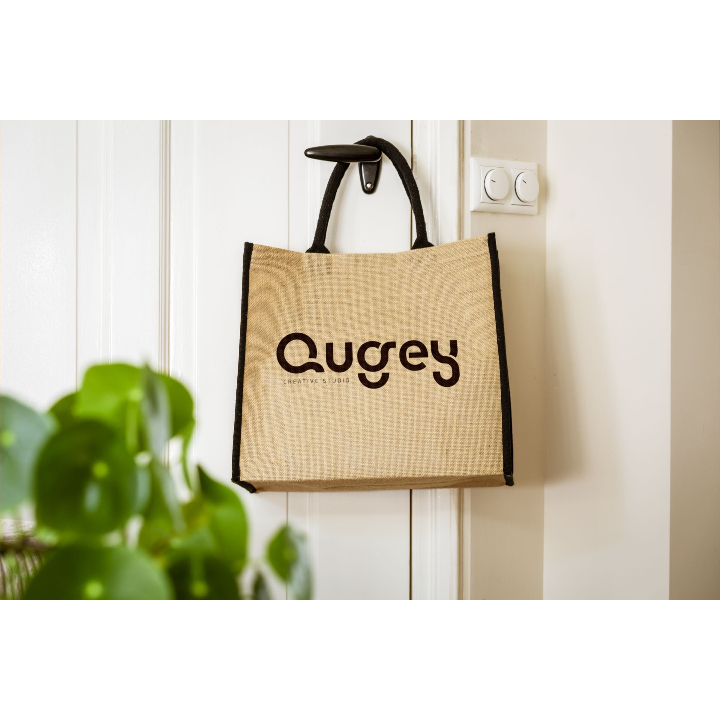 Gerona Jute Shopper Einkaufstasche - Schwarz