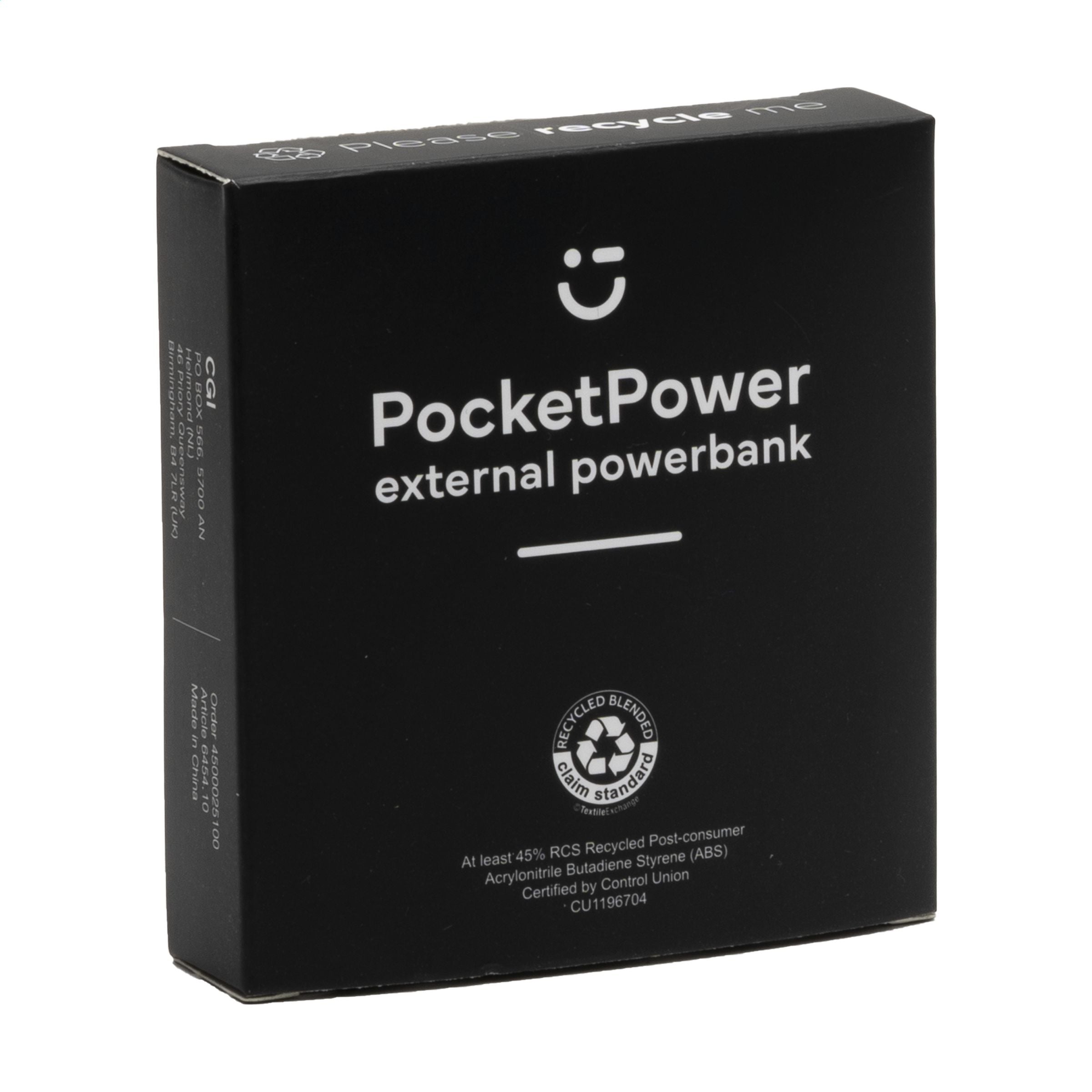 PocketPower 5000 RCS Recycled Powerbank - Schwarz