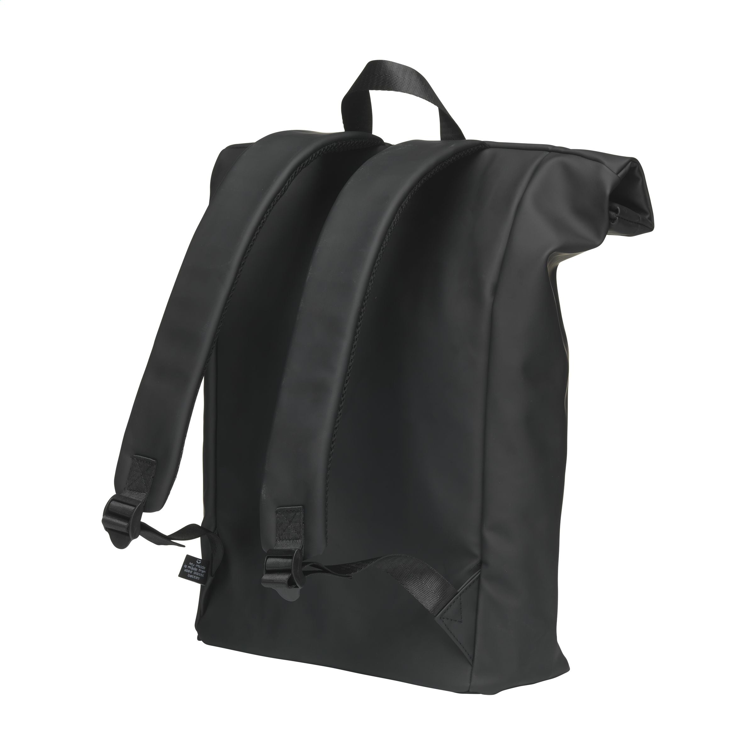 Lennon Roll-Top Recycled Backpack Rucksack - Schwarz