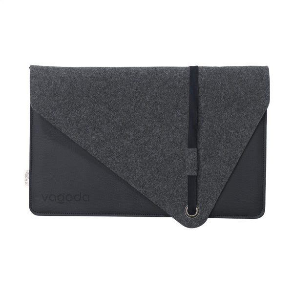 Recycled Felt & Apple Leather Laptop Sleeve 15/16" - Schwarz