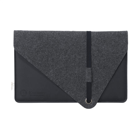 Recycled Felt & Apple Leather Laptop Sleeve 14" - Schwarz