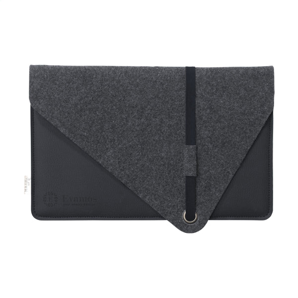 Recycled Felt & Apple Leather Laptop Sleeve 14" - Schwarz