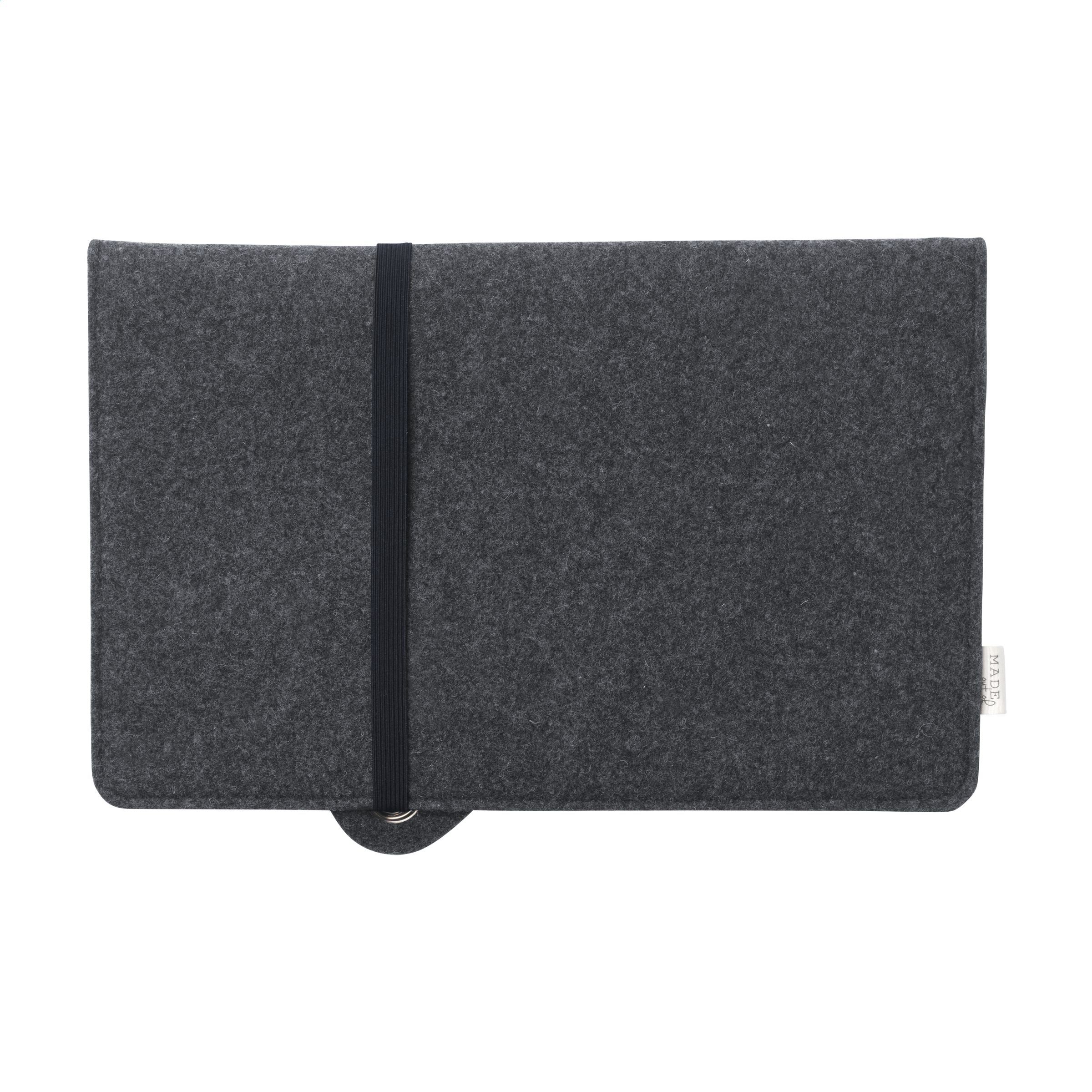 Recycled Felt & Apple Leather Laptop Sleeve 14" - Schwarz