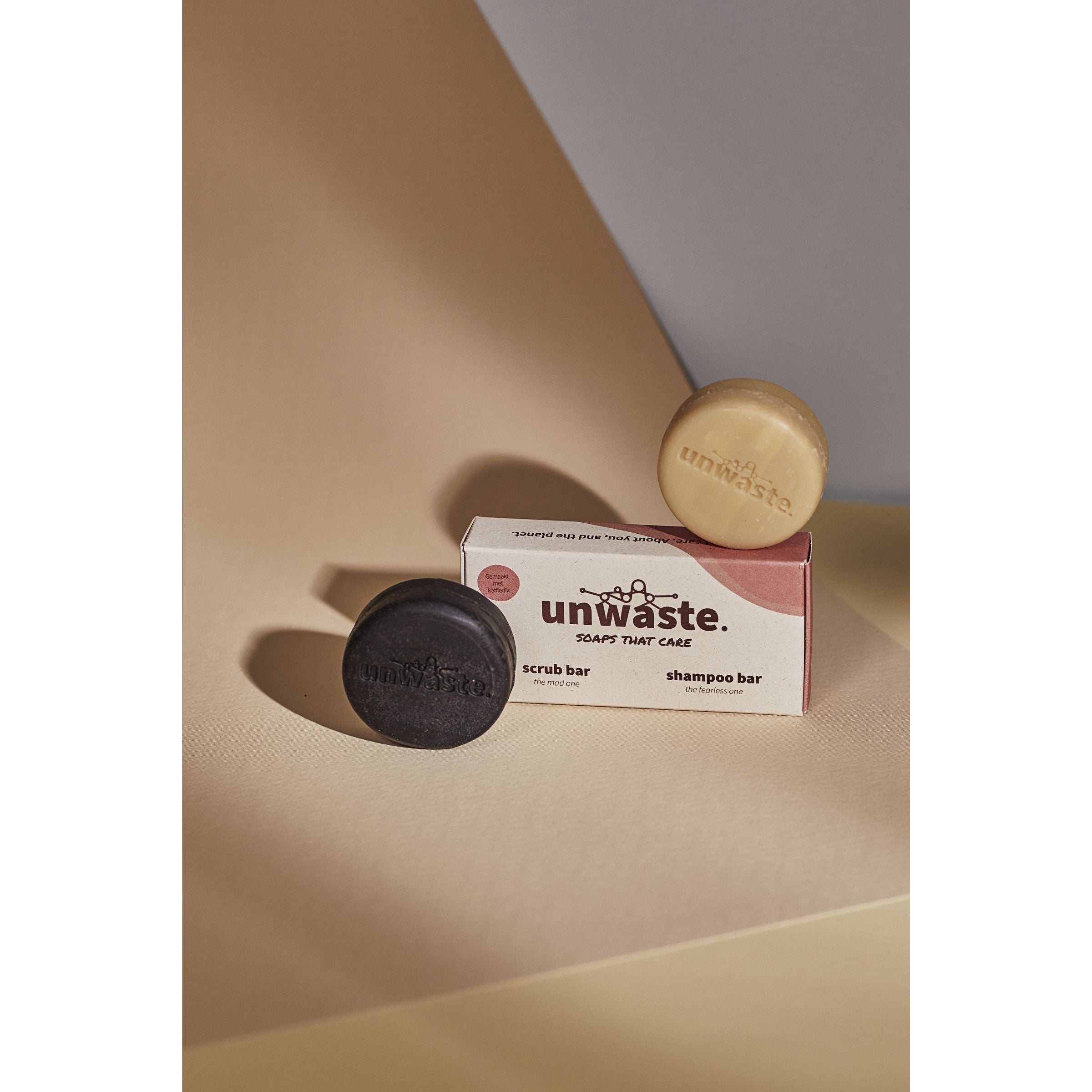 Unwaste Duopack Scrub & Shampoobar Koffieolie - Braun