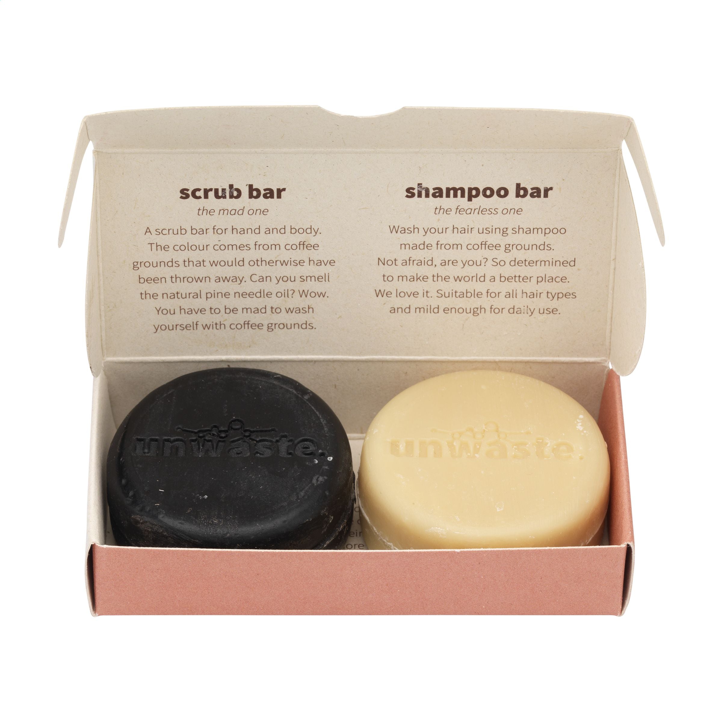 Unwaste Duopack Scrub & Shampoobar Koffieolie - Braun