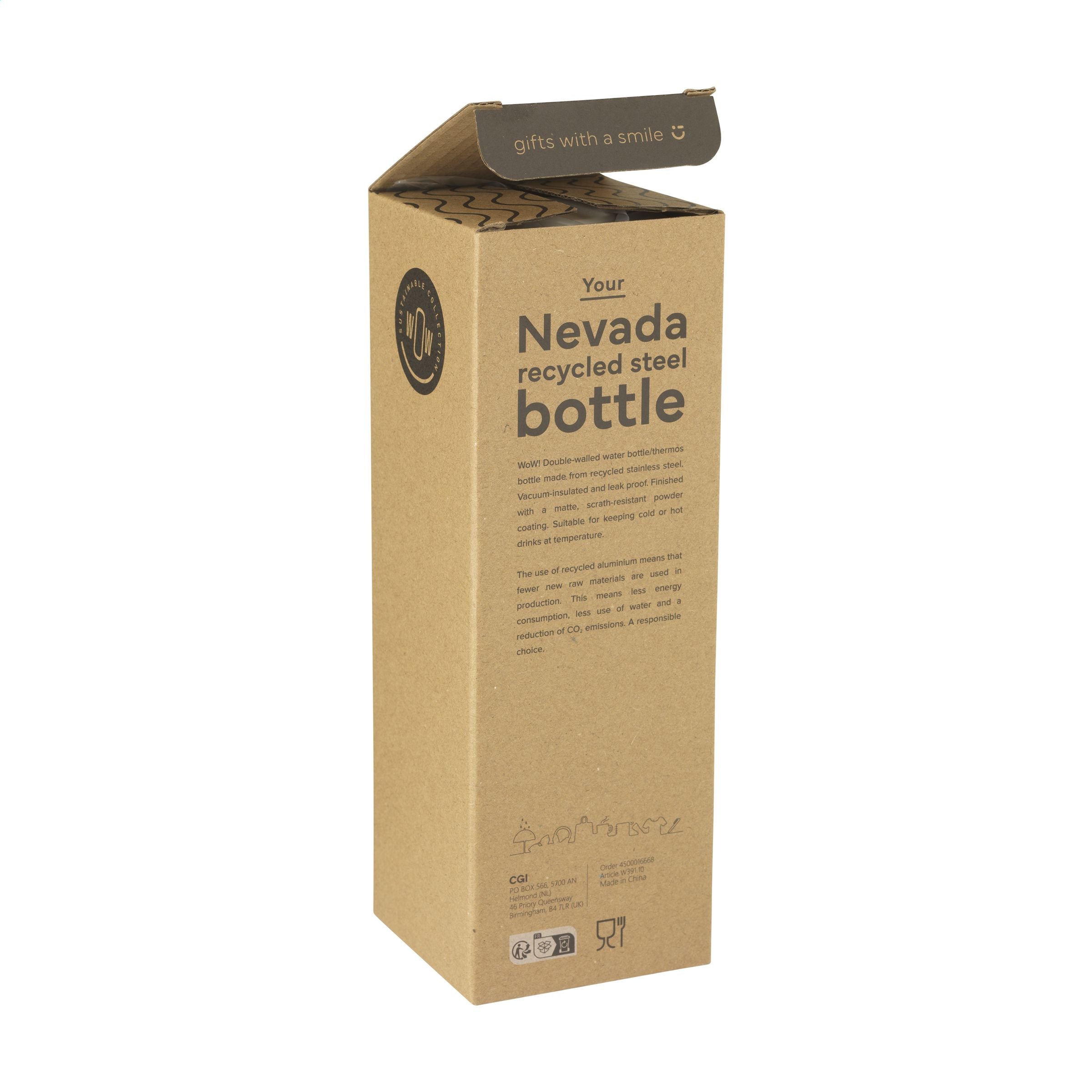 Nevada RCS Recycled Steel Bottle 500 ml Trinkflasche - Wollweiß