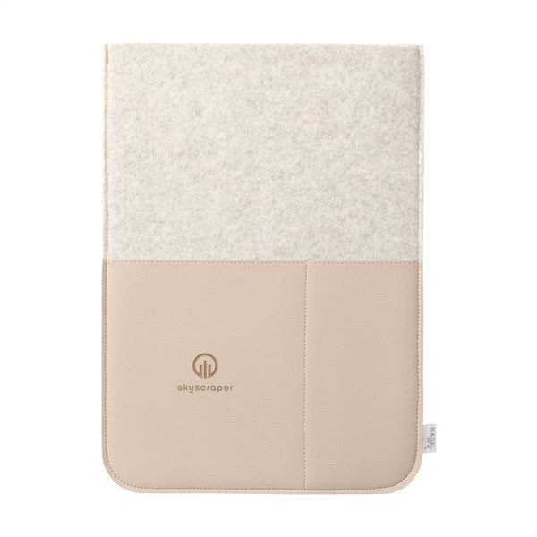 Recycled Felt & Apple Leather Laptop Sleeve 16" - Beige