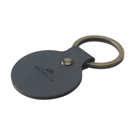 Recycled Leather Keyring Round Schlüsselanhänger - Dunkelblau