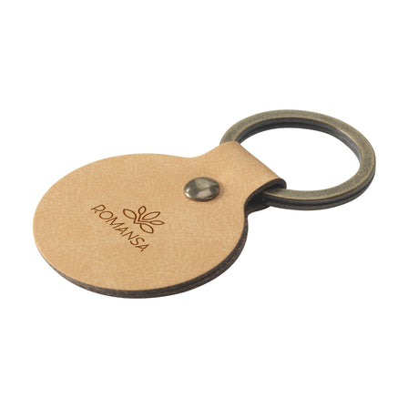 Recycled Leather Keyring Round Schlüsselanhänger - Taupé