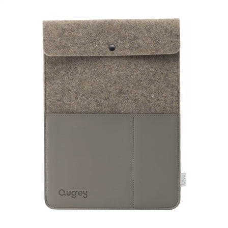 Recycled Felt & Apple Leather Laptop Sleeve 14" - Taupé