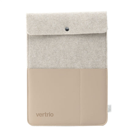 Recycled Felt & Apple Leather Laptop Sleeve Plus 16" - Beige