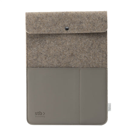 Recycled Felt & Apple Leather Laptop Sleeve Plus 16" - Taupé