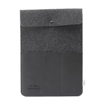 Recycled Felt & Apple Leather Laptop Sleeve Plus 16" - Schwarz
