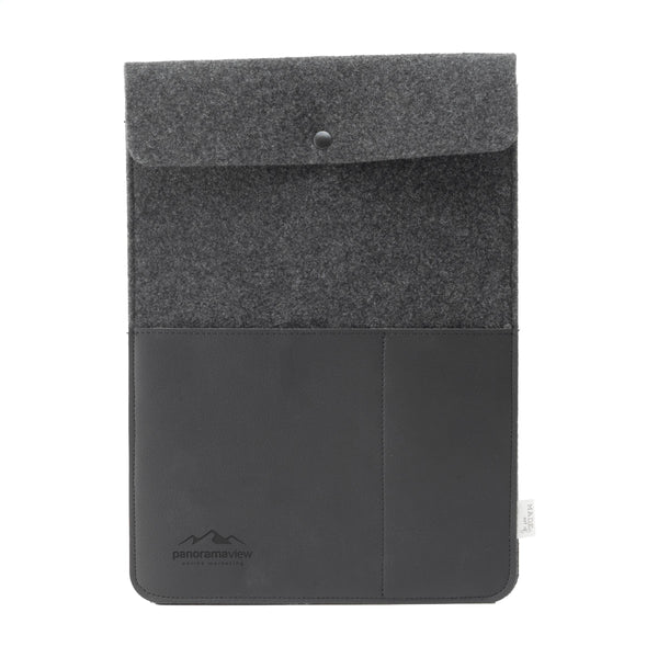 Recycled Felt & Apple Leather Laptop Sleeve Plus 16" - Schwarz